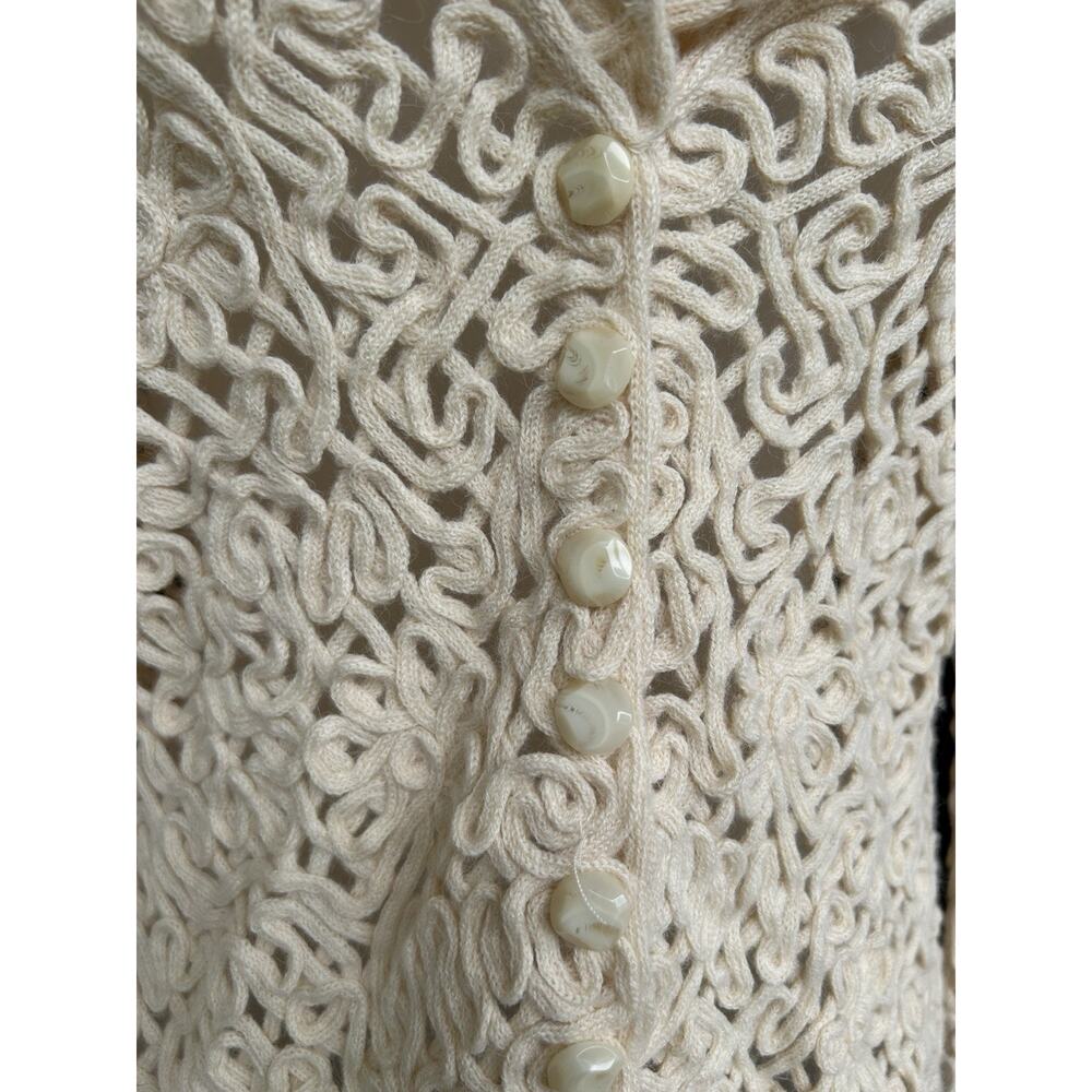 TALBOTS Collection Crochet Italian Alpaca Wool Cardigan Sweater Women's Size Med - Picture 5 of 12